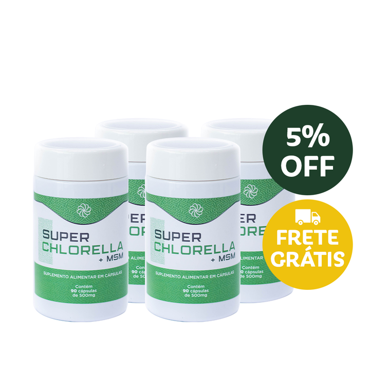 4 CHLORELLA com MSM: Desincha e Emagrece