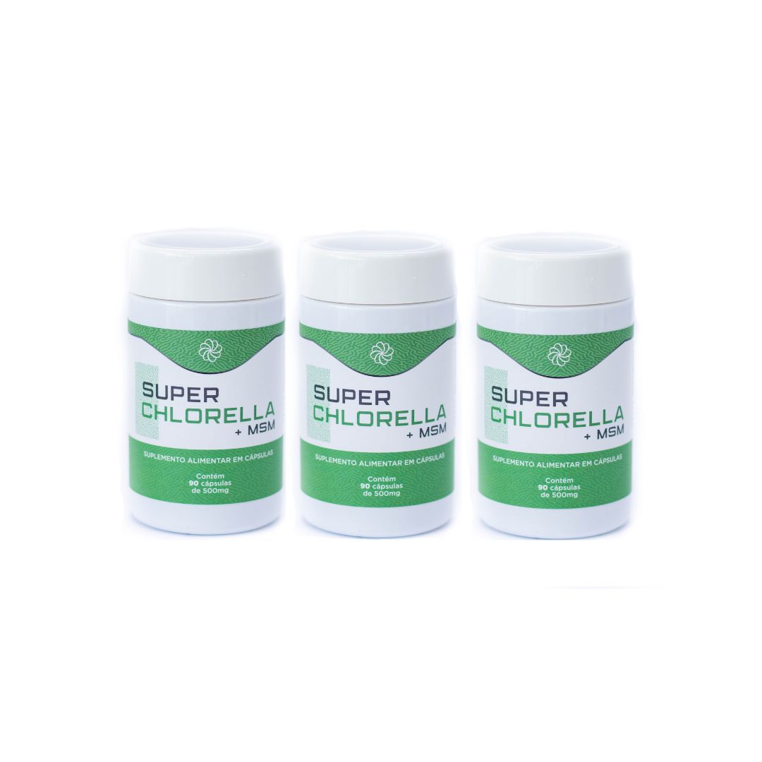 3 CHLORELLA com MSM: Desincha e Emagrece