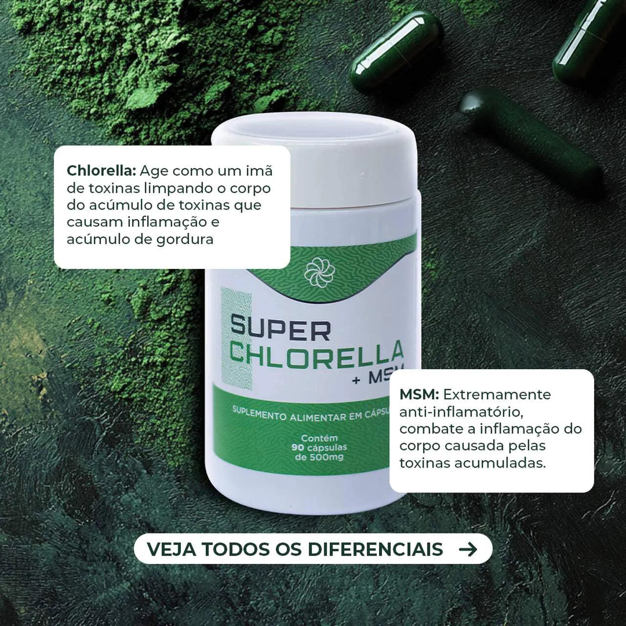 Chlorella + MSM: Detox diário que desincha e ativa o seu metabolismo